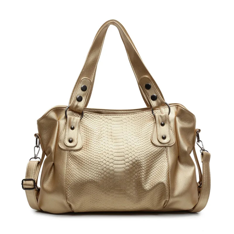 Grand sac à main bandoulière de cours imitation croco Manon