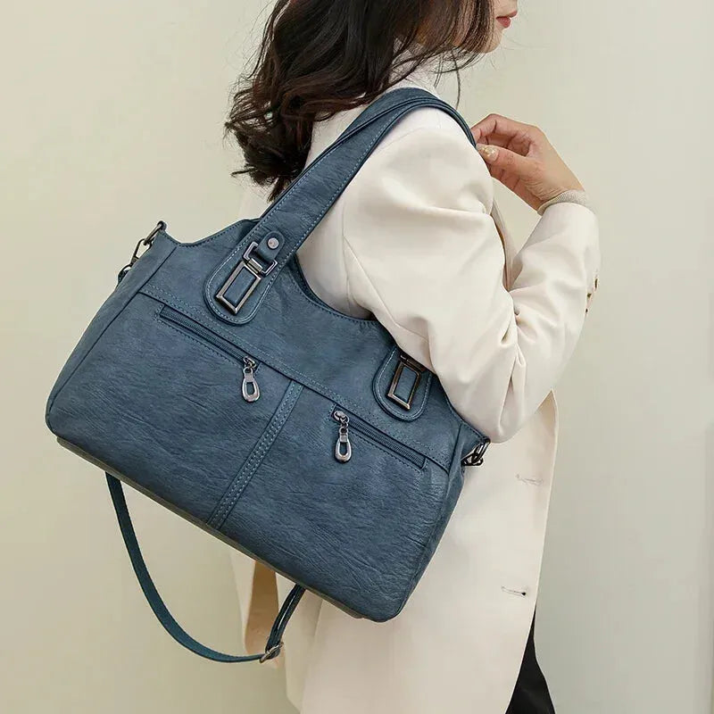 Grand sac à main bandoulière rétro multipoches Ariana