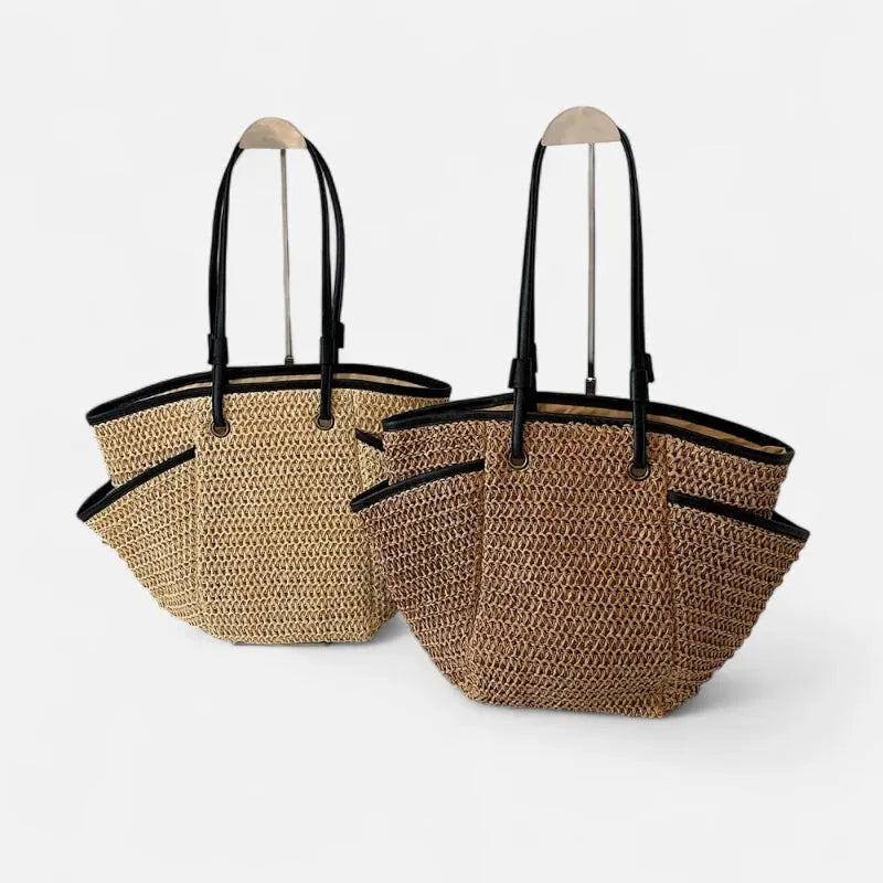 Grand sac à main cabas en paille Lina
