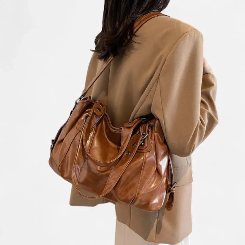 Grand sac à main de cours rétro souple à bandoulière Adélaïde