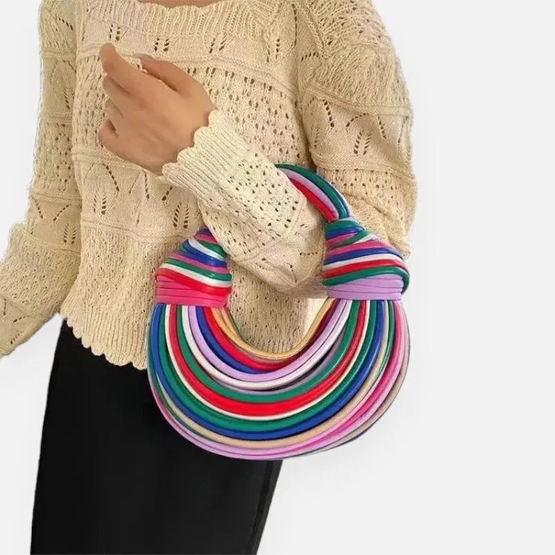 Sac à main bandoulière demi-lune tissé Francesca