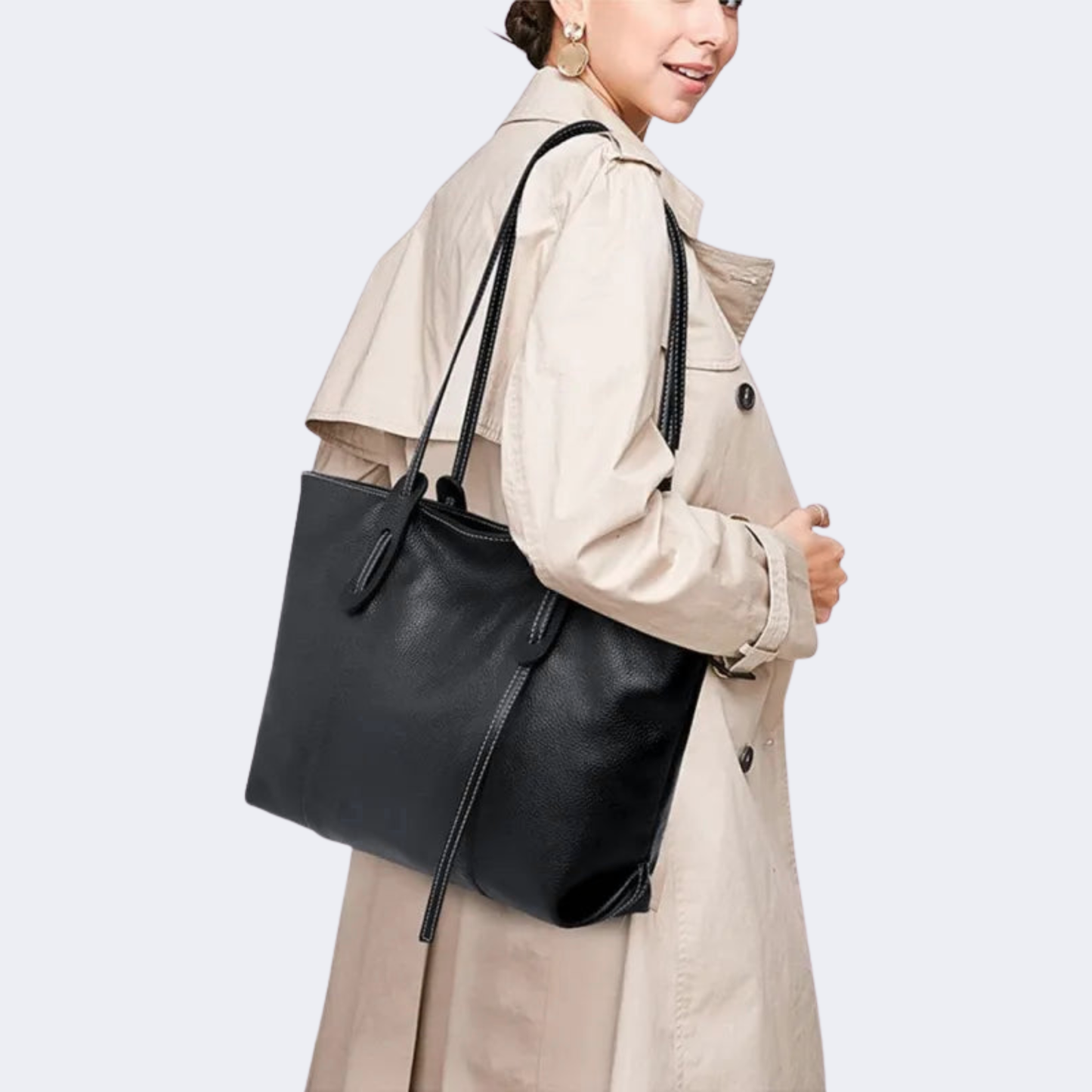 Grand sac à main cabas grainé Clara