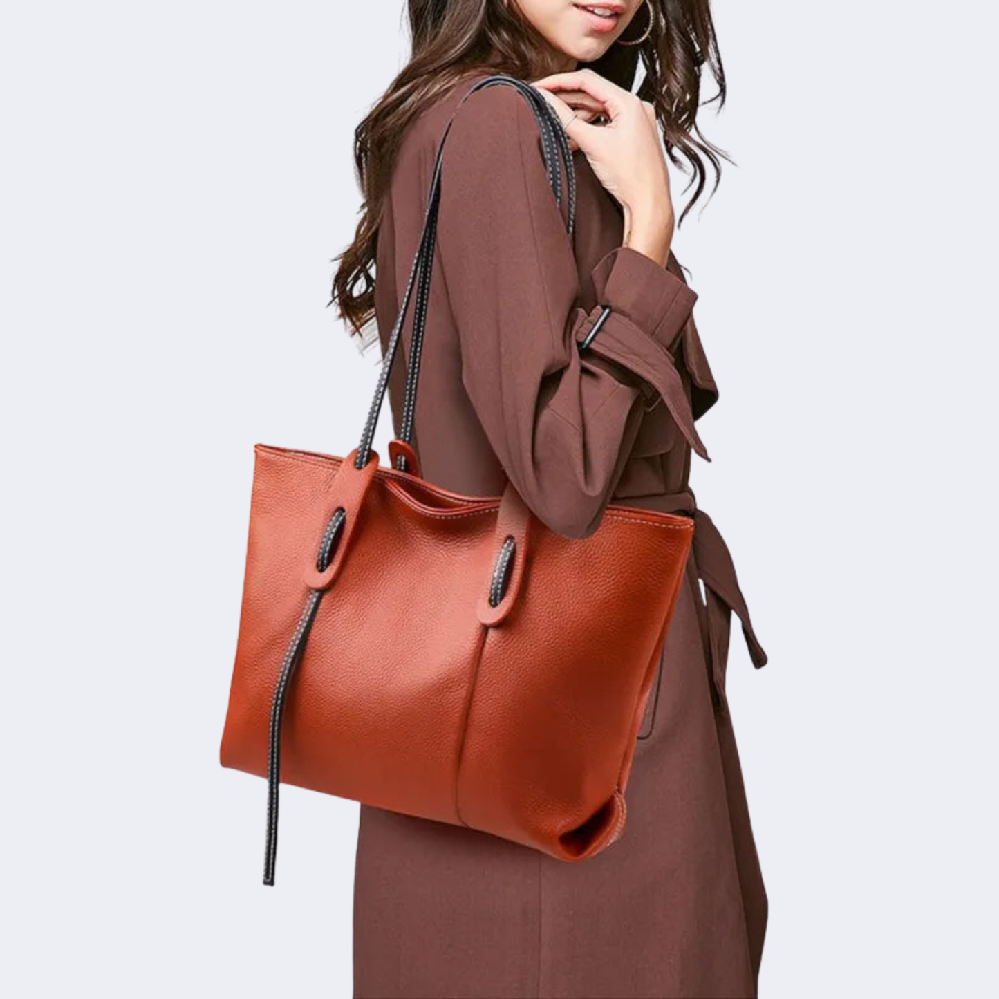 Grand sac à main cabas grainé Clara