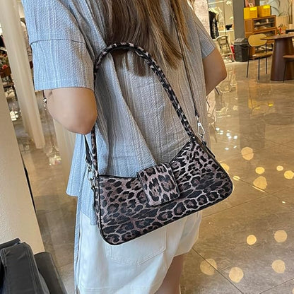 Petit sac à main épaule motif léopard avec bandoulière amovible Bertille