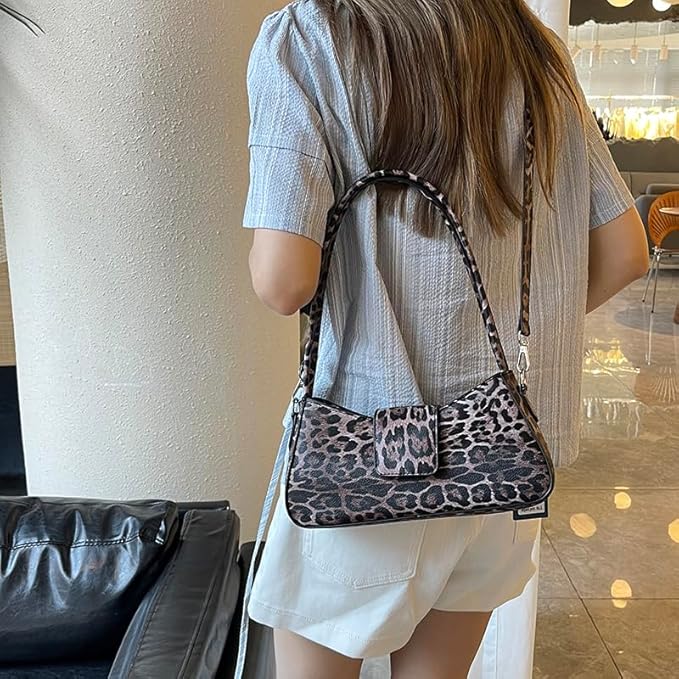 Petit sac à main épaule motif léopard avec bandoulière amovible Bertille