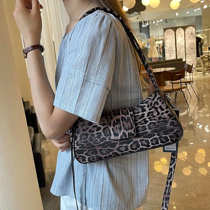 Petit sac à main épaule motif léopard avec bandoulière amovible Bertille