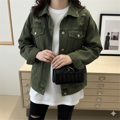 Petit sac à main bandoulière carré nœud papillon en cuir élégant et chic Gersende