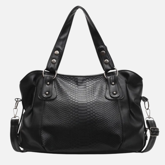 Grand sac à main bandoulière de cours imitation croco Soline