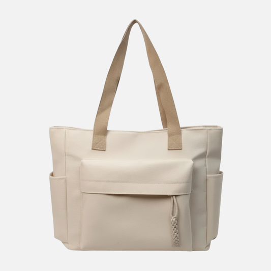 Grand sac à main cabas multipoches en toile Célestine