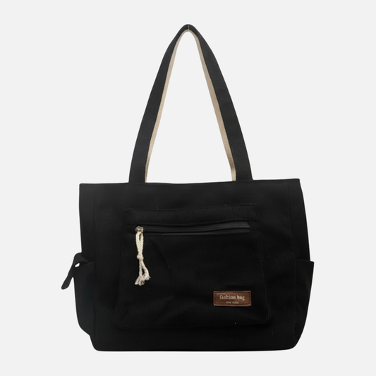 Grand sac à main cabas multipoches en velours Blandine