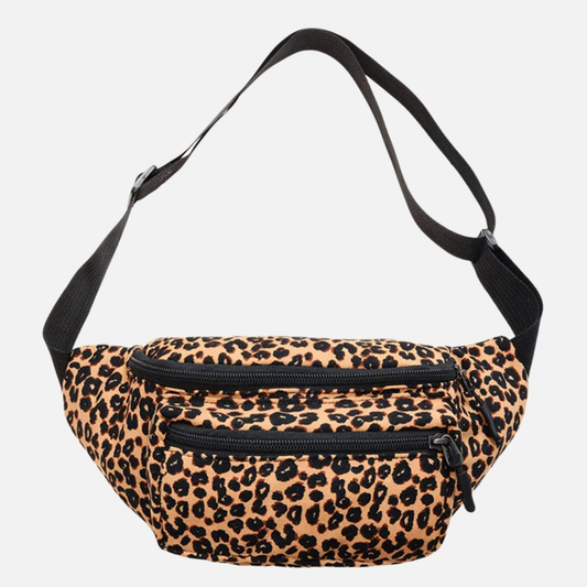 Grand sac banane léopard en velours Toscane