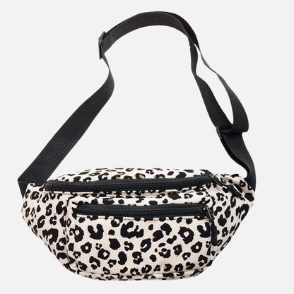 Grand sac banane léopard en velours Toscane