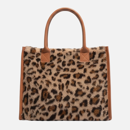 Grand sac à main cabas en fourrure à motifs au design hivernal Éléonore