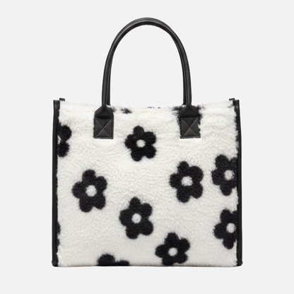 Grand sac à main cabas en fourrure à motifs au design hivernal Éléonore