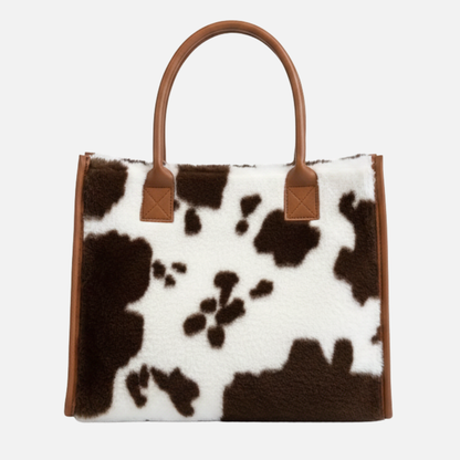 Grand sac à main cabas en fourrure à motifs au design hivernal Éléonore