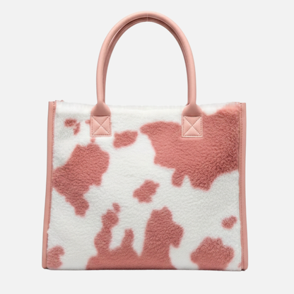 Grand sac à main cabas en fourrure à motifs au design hivernal Éléonore