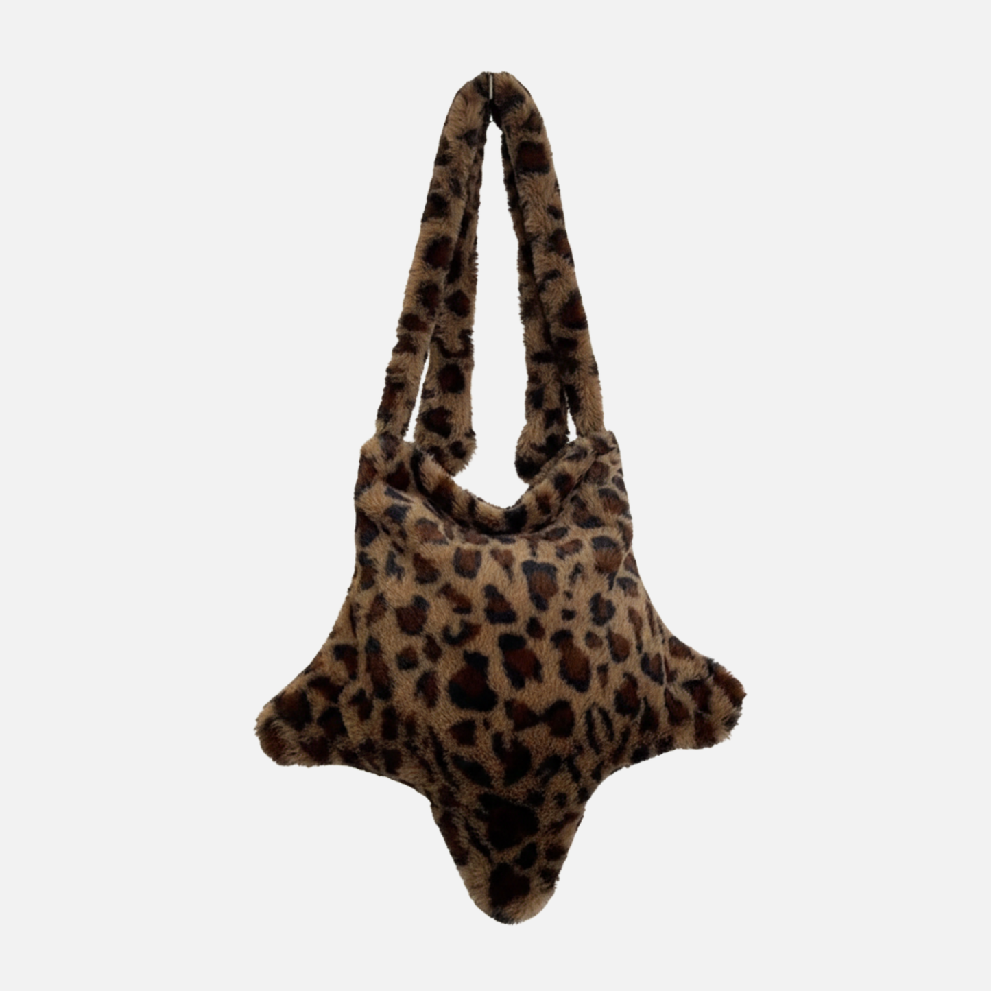 Grand sac à main cabas en peluche imprimé léopard et étoile Stella
