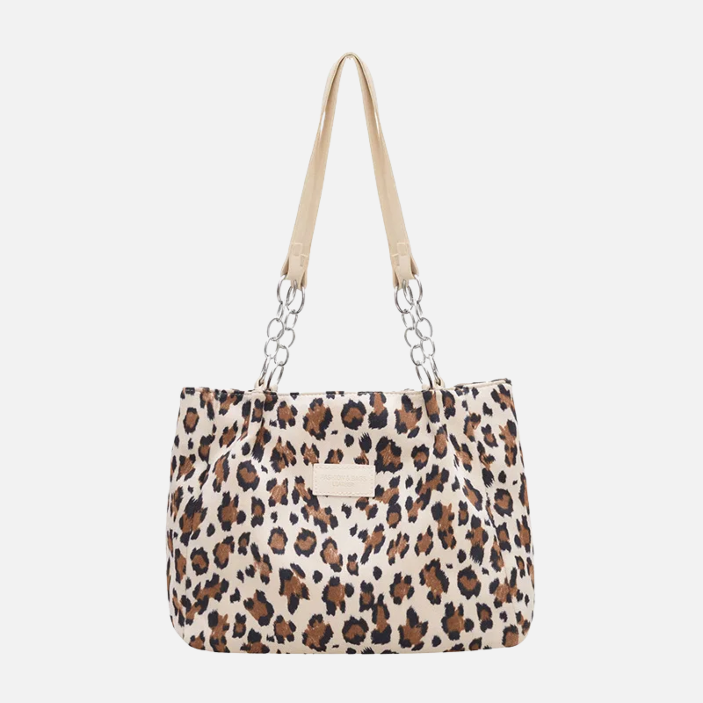 Grand sac à main cabas léopard au design rétro et finitions brodées Sonia