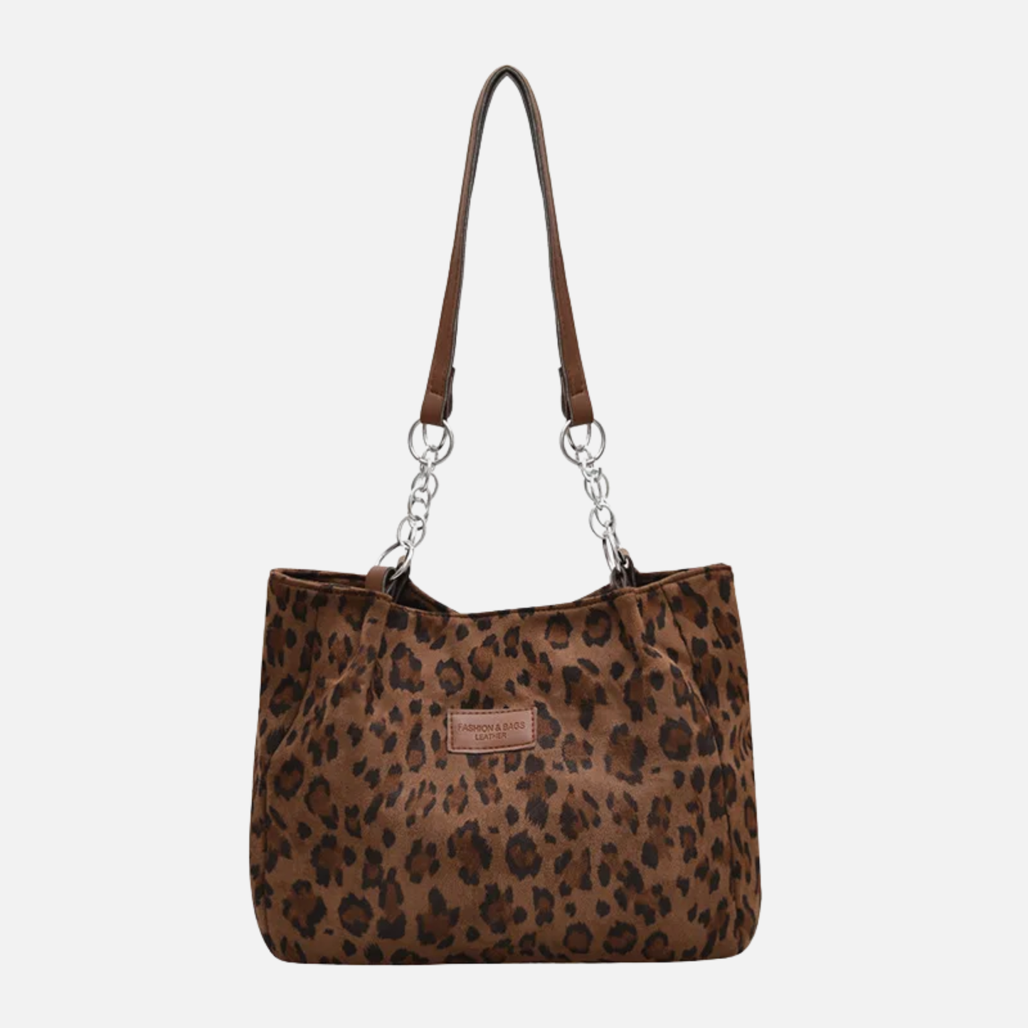 Grand sac à main cabas léopard au design rétro et finitions brodées Sonia