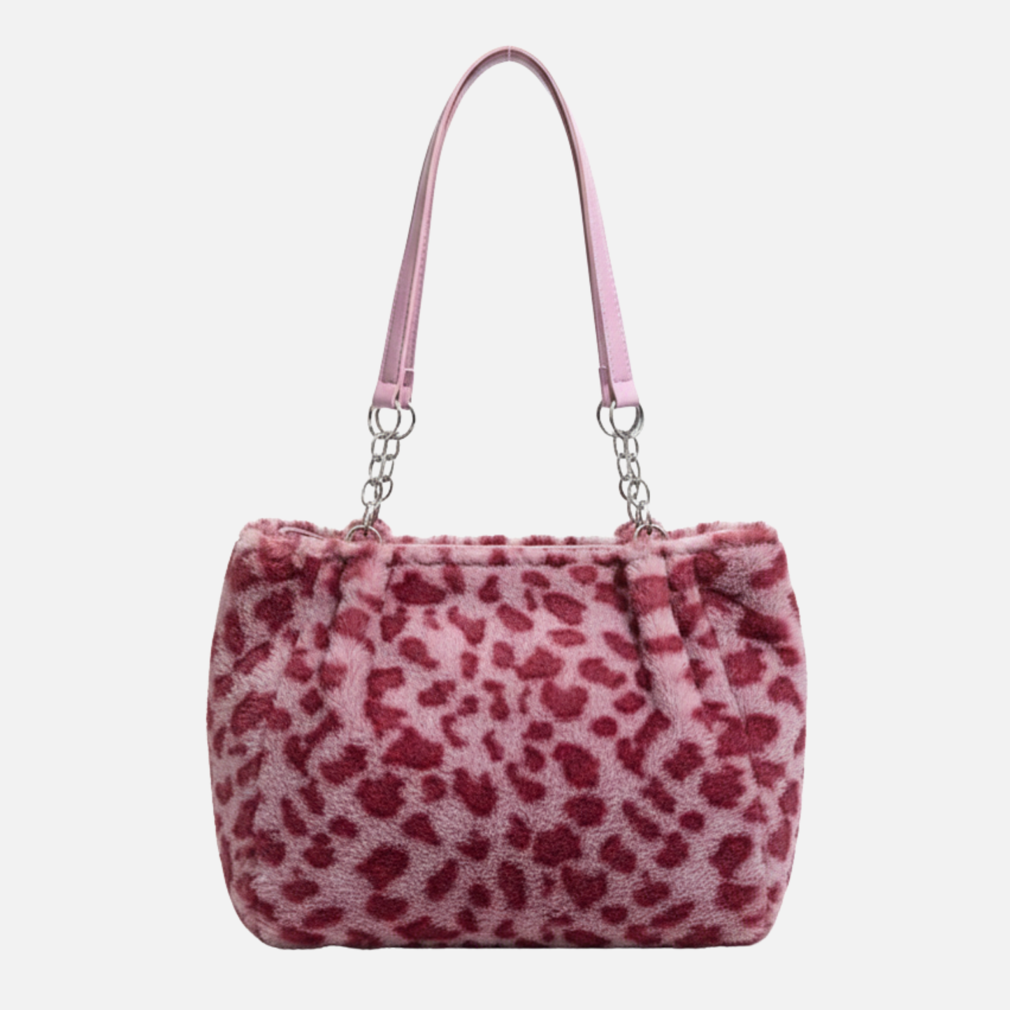 Grand sac à main cabas de cours léopard en peluche au design moderne et spacieux Inès