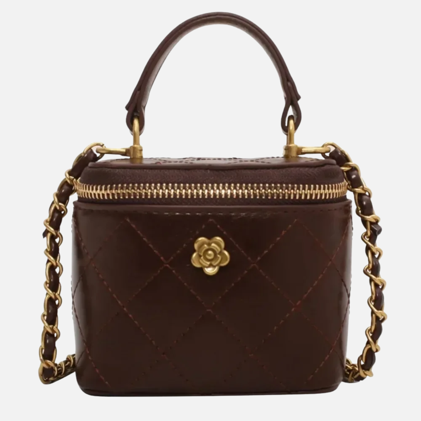 Petit sac à main bandoulière cubique matelassé au finition doré Victoria