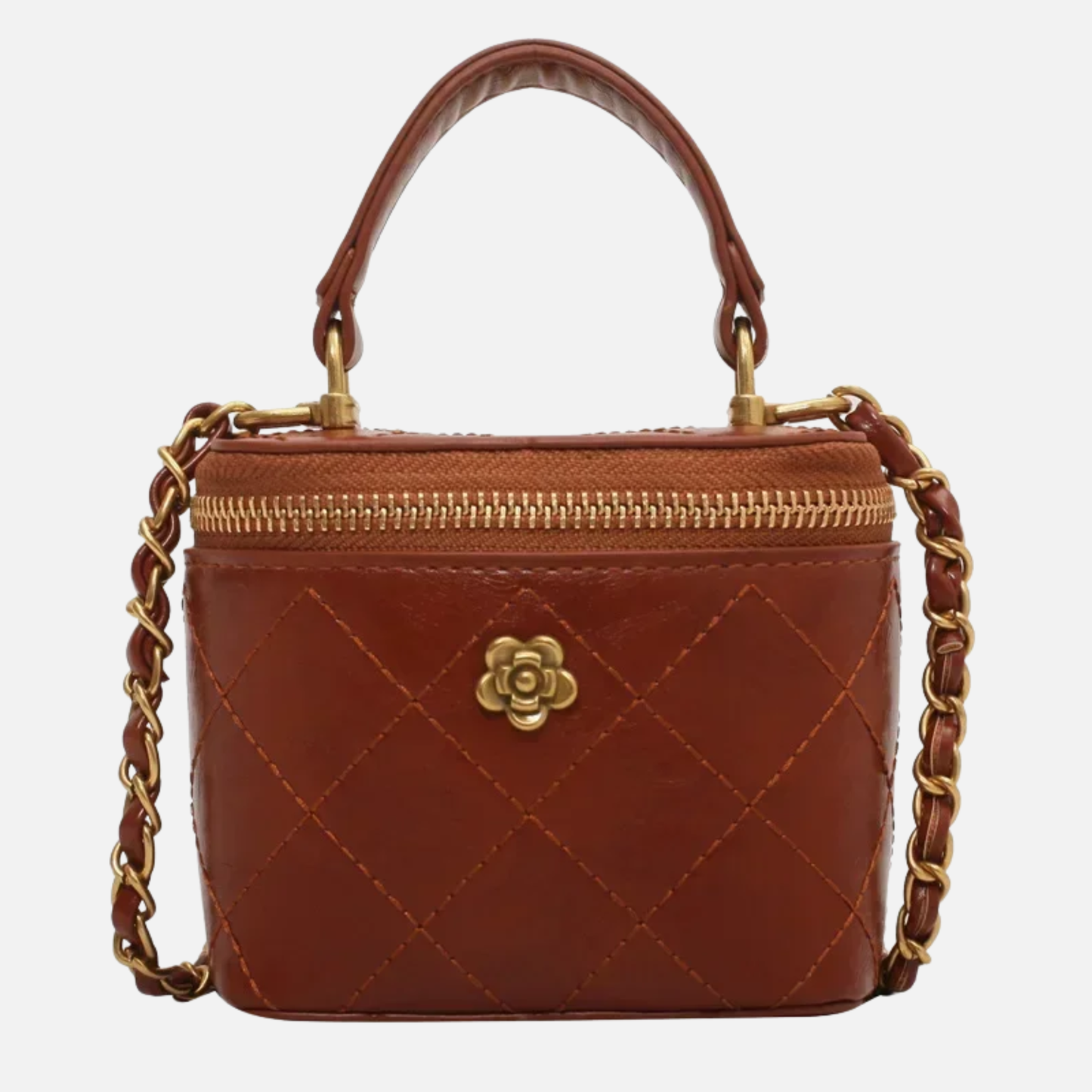 Petit sac à main bandoulière cubique matelassé au finition doré Victoria