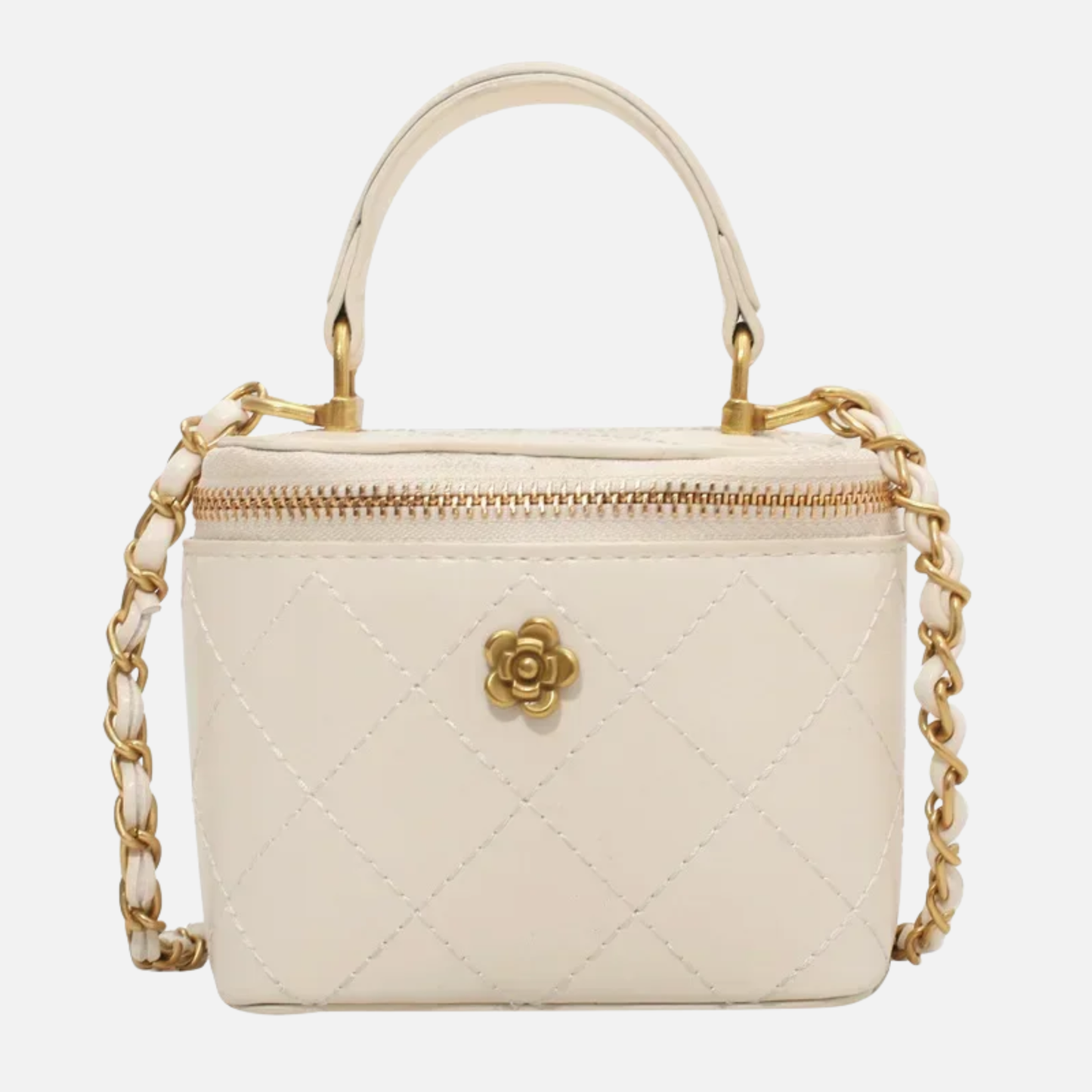 Petit sac à main bandoulière cubique matelassé au finition doré Victoria