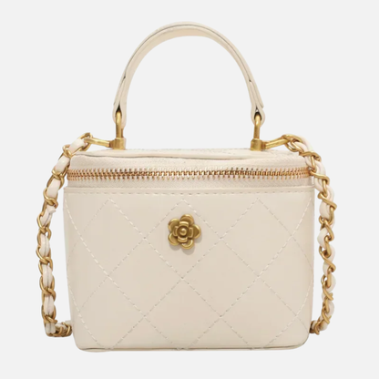 Petit sac à main bandoulière cubique matelassé au finition doré Victoria