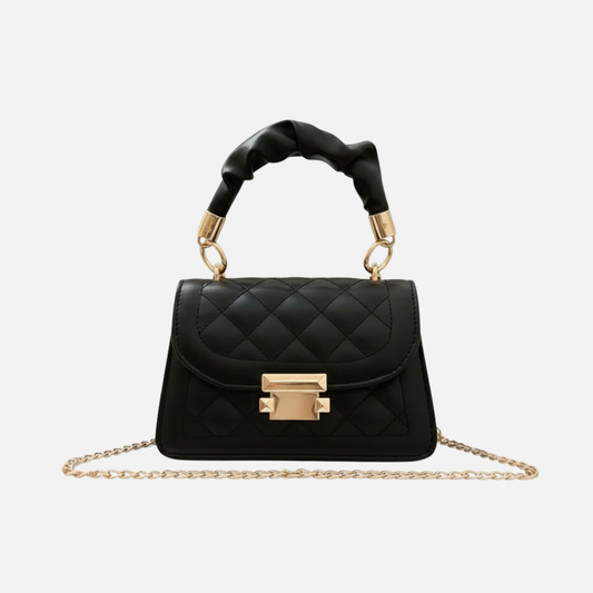 Petit sac à main matelassé à rabat avec bandoulière doré Sofia