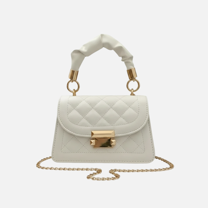 Petit sac à main matelassé à rabat avec bandoulière doré Sofia