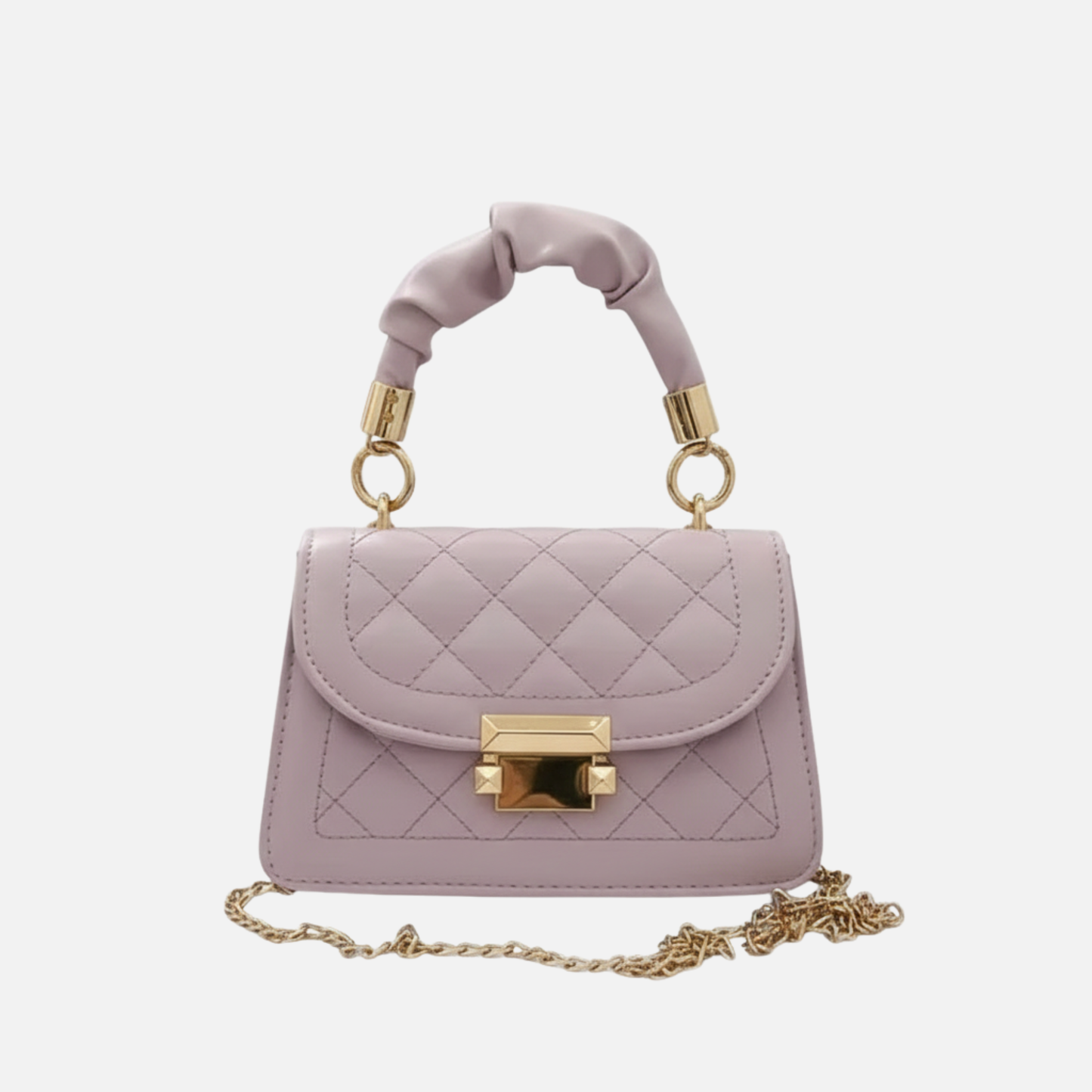 Petit sac à main matelassé à rabat avec bandoulière doré Sofia