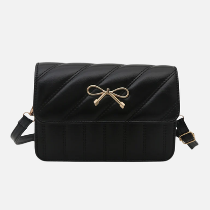 Petit sac à main bandoulière carré nœud papillon en cuir élégant et chic Gersende