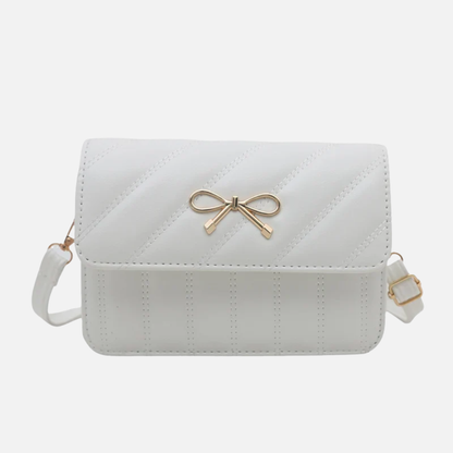 Petit sac à main bandoulière carré nœud papillon en cuir élégant et chic Gersende