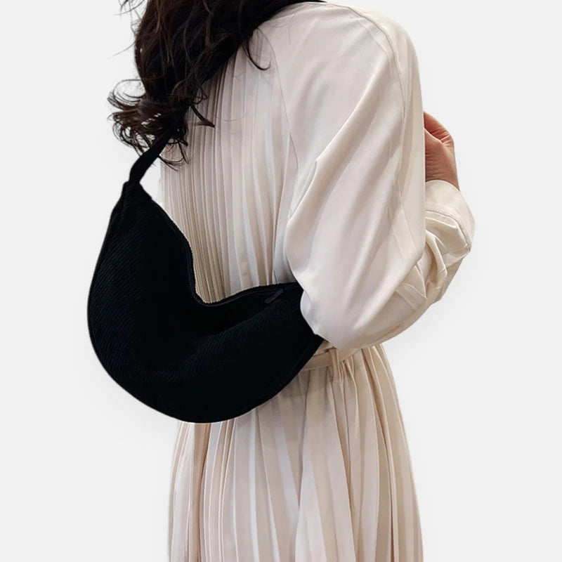 Sac banane demi-lune en velours côtelé Maëlle