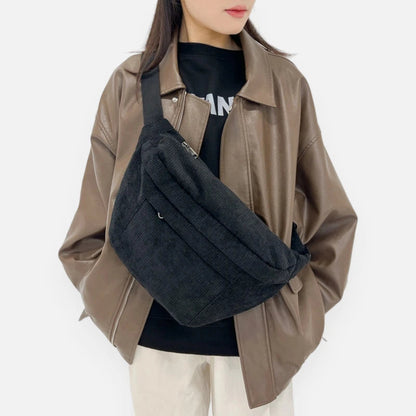 Sac banane XL en velours côtelé Iris