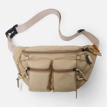 Grand sac banane en tissu avec double poche avant Martine