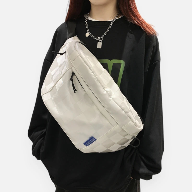 Grand sac banane à damier tendance Héloïse