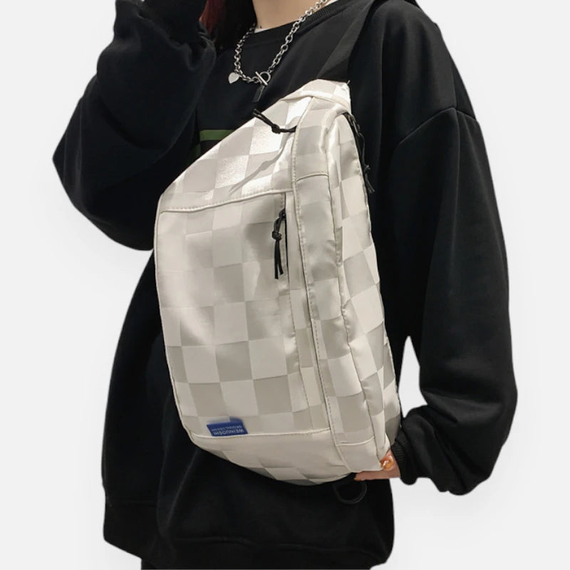 Grand sac banane à damier tendance Héloïse