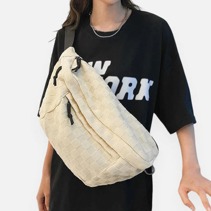 Sac banane XL en tissu à damier Jacqueline