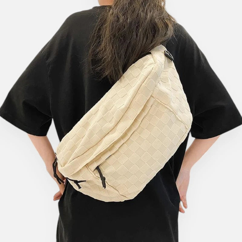 Sac banane XL en tissu à damier Jacqueline