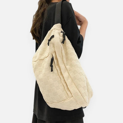 Sac banane XL en tissu à damier Jacqueline