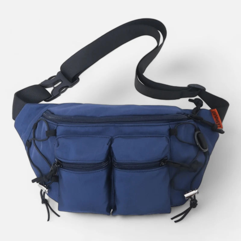 Grand sac banane en tissu avec double poche avant Martine