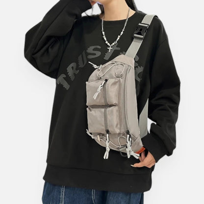 Grand sac banane en tissu avec double poche avant Martine