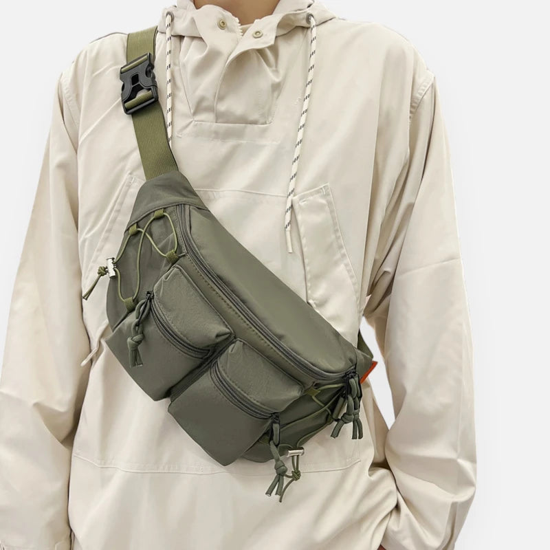 Grand sac banane en tissu avec double poche avant Martine