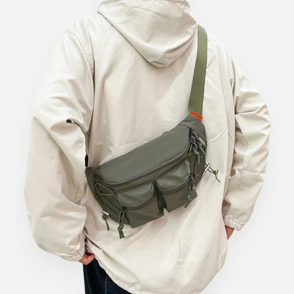 Grand sac banane en tissu avec double poche avant Martine