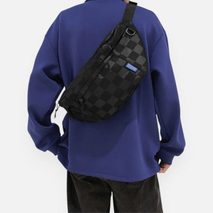 Grand sac banane à damier tendance Héloïse