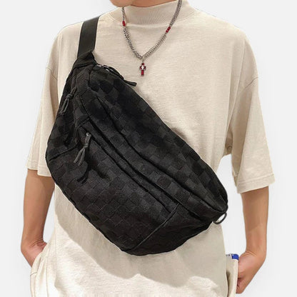 Sac banane XL en tissu à damier Jacqueline