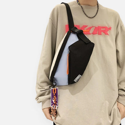 Grand sac banane en tissu bi-color Laurette