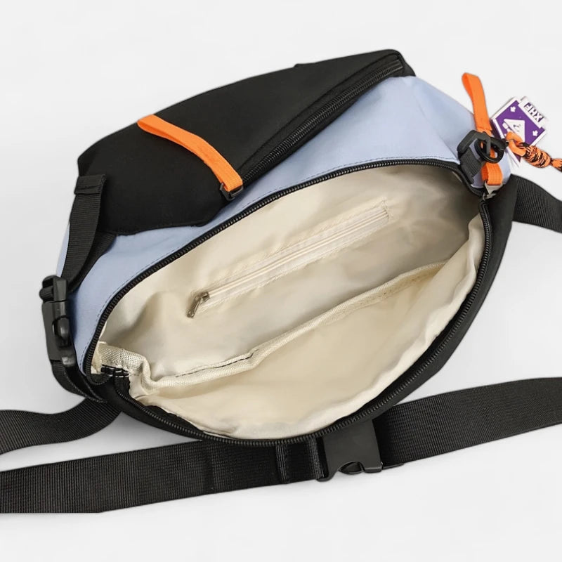 Grand sac banane en tissu bi-color Laurette