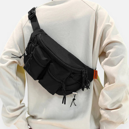 Grand sac banane en tissu avec double poche avant Martine